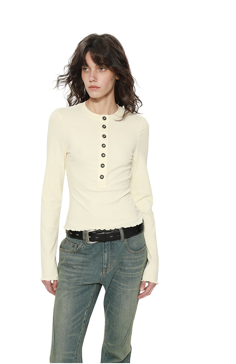 TROU NOIR Spring Summer New Style Women's Slim Fit White T-Shirt Henry Collar Short Sleeve Base Shirt round Neck Commute Simple · v3
