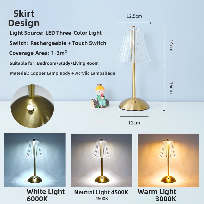 Luxurious Retro European Three-color Table Lamp Crystal Nightlight