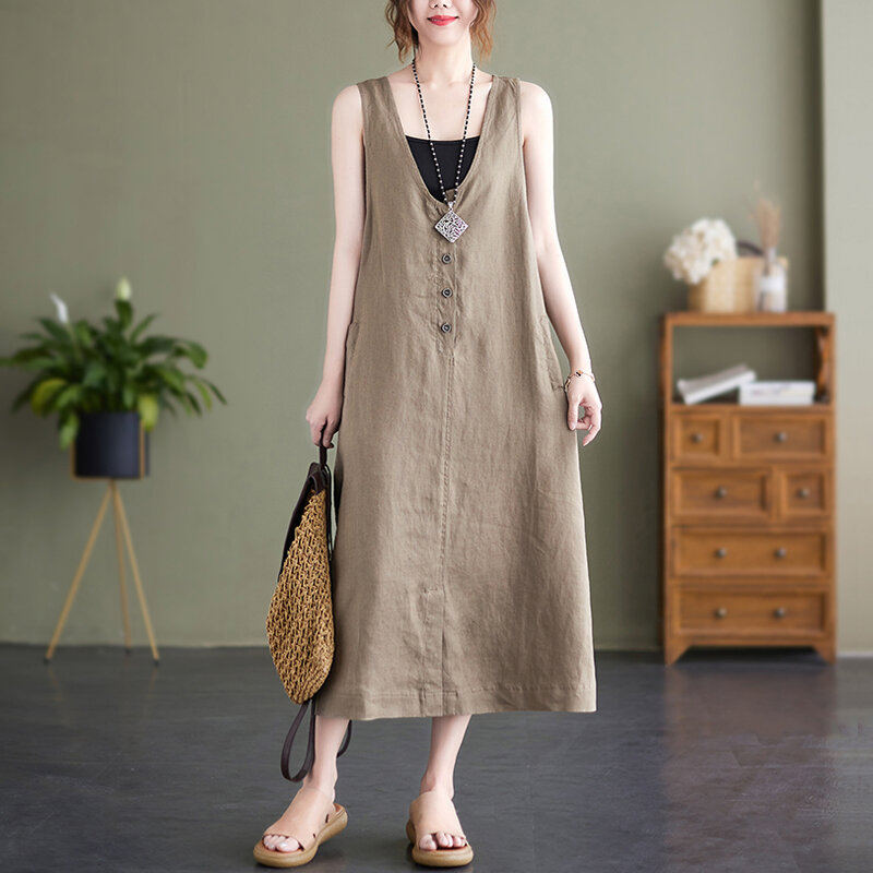 Muji Women'S Linen Dress - Washed Linen L/S Shirt Dress For Summer | Lazada  Singapore