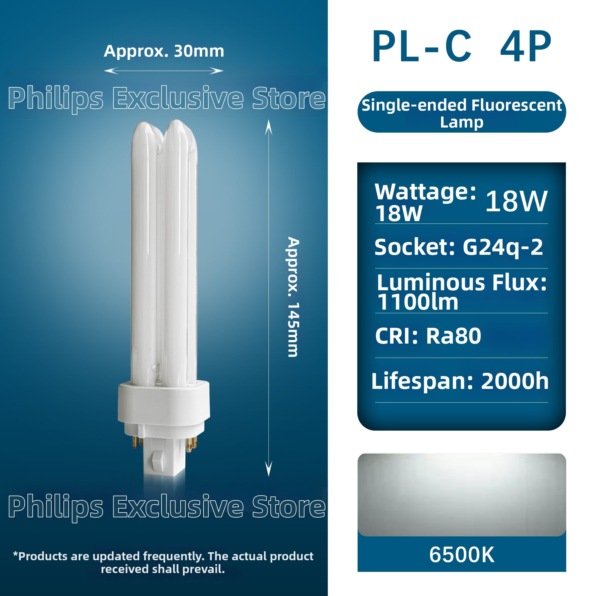 Philips | Energy-saving Household Lamp with 4 Pins or 2 Pins H Tube Separable Plug-in Tube