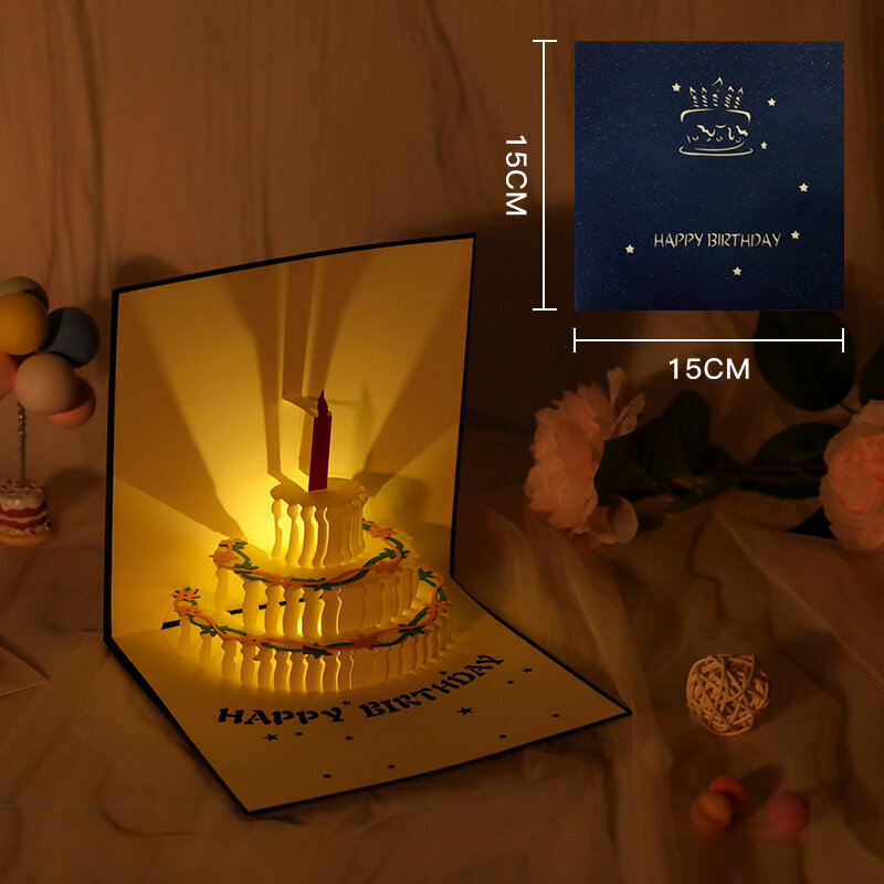 Handmade Birthday Greeting Card Beautiful Paper Sculpture Creative Design Thank You Cat Design Birthday Box Desktop Decoration Wishes