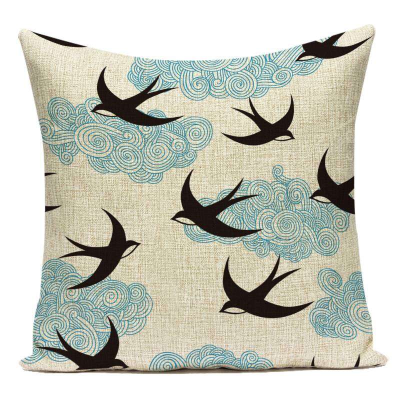 Custom Logo Swallow Pattern Modern Minimalist Chinese Style Living Room Office Pillow Cushion