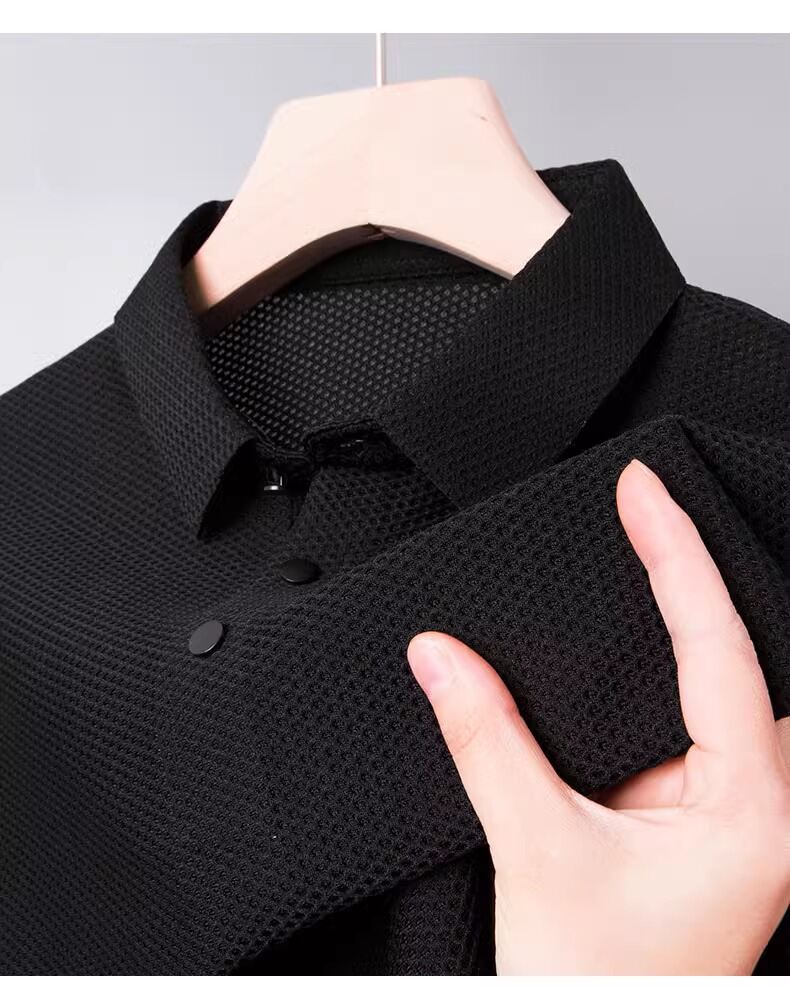 Polo rossa da uomo a manica corta per banchetto nuziale a manica lunga, business casual, vestibilità standard, alla moda, per papà e sposo