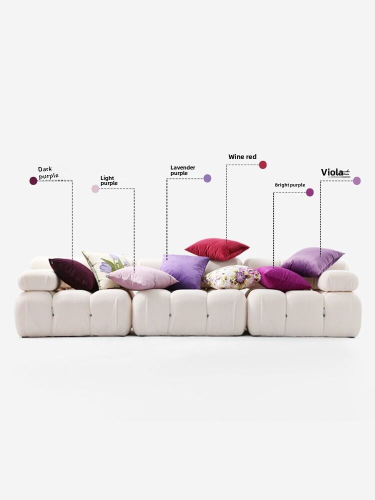 Nordic Simple Purple Velvet Women's Pillow Cushion Bedroom Bedside Cushion Sofa Backrest Lumbar Cushion Cover without Core. 
