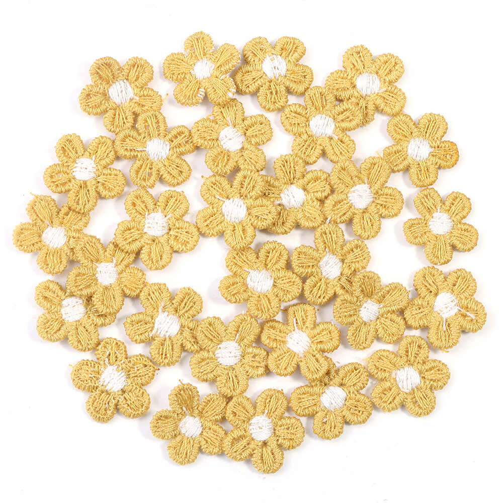 30pcs/lot 1.5cm Colorful Mini Flower Embroidery Applique Hand Sewing Patches Decoration For DIY Garment Bags Sewing Accessories