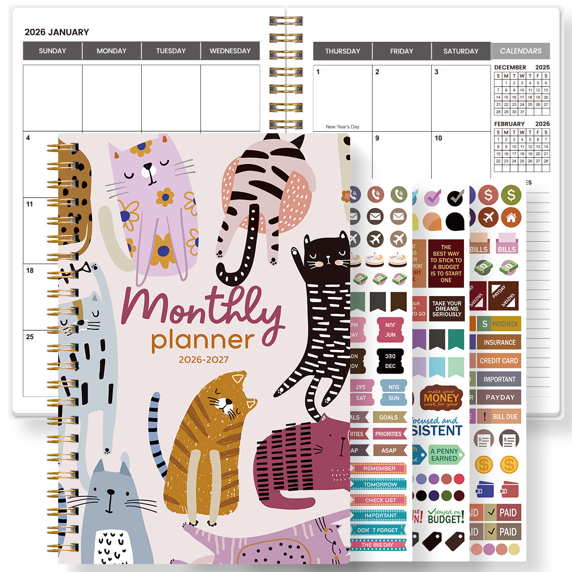 2026-2027 A5 Weekly & Monthly Planner Notebook – Jan 2026 to Dec 2027 Organizer with Calendar & Notes School & Office Supplies