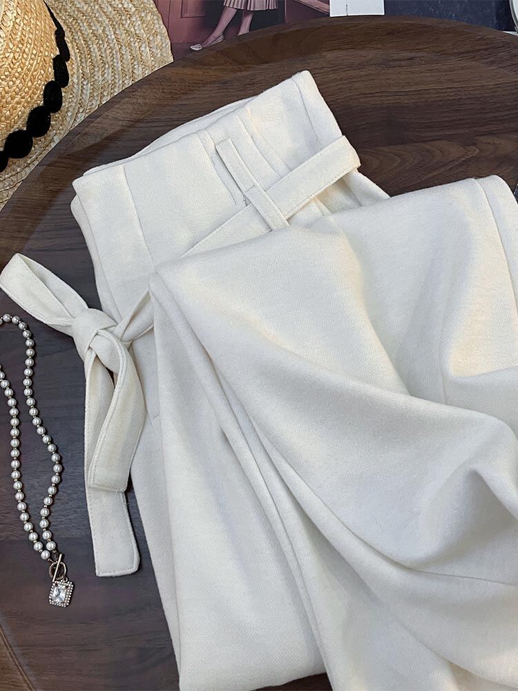 White High Waist Slimming Wide Leg Pants Spring 2025 Casual Vintage Korean Loose Pleated Straight Cut Women's Trousers