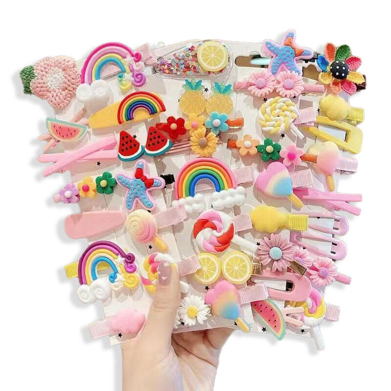 14 chiếc dễ thương tóc kẹp Set Bangs Kẹp tóc Hoa Trái cây Bé gái Barrettes Phụ kiện tóc