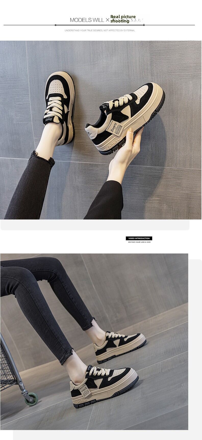 Low-Top Comfortable Fashionable Casual Shoes for Women Thick Bottom Soft Bottom Anti-Slip Dad Shoes Trendy Cross-Buckled Korean Style · v7