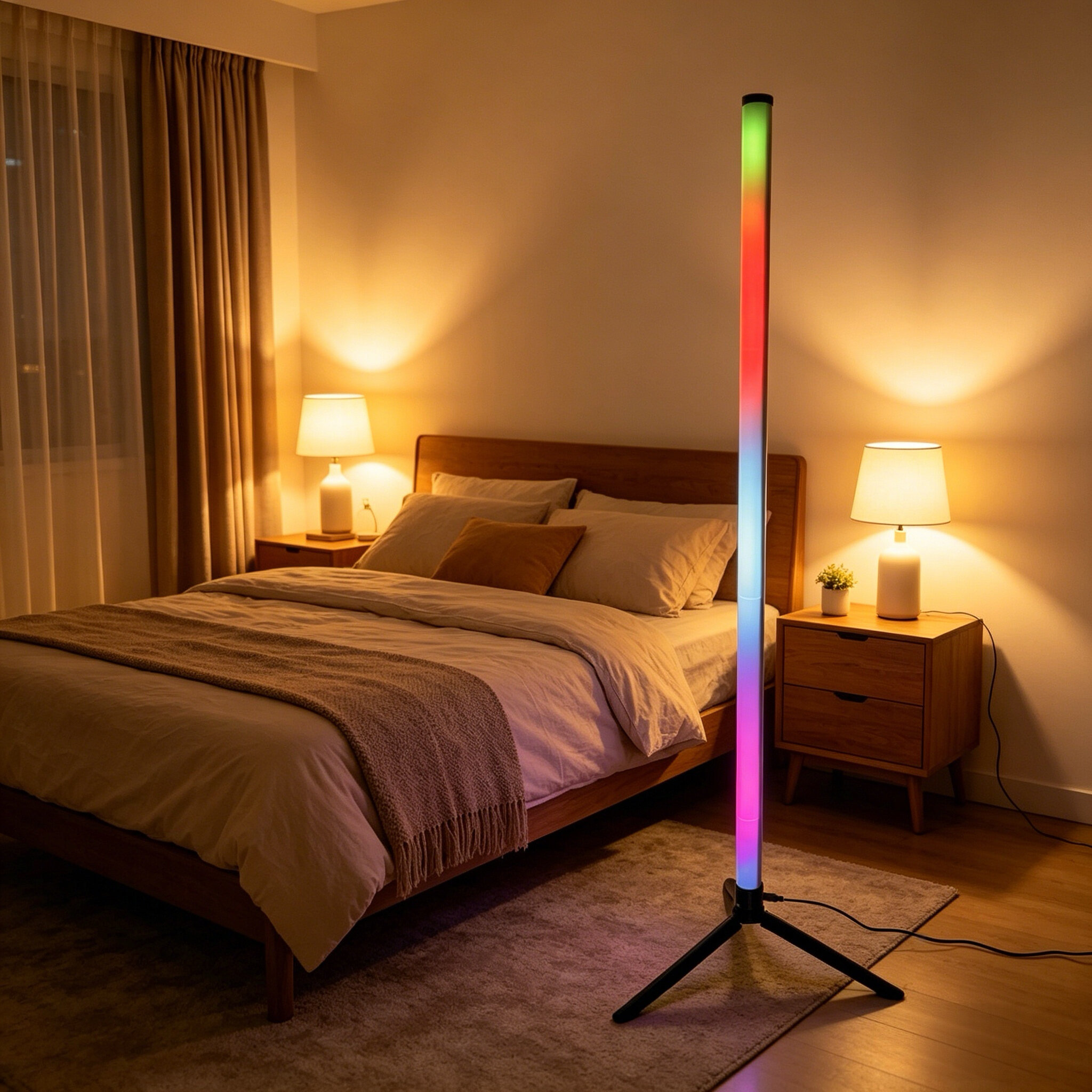 RGB LED Floor Corner Lamp Room Decor Color Changing Atmosphere Standing Night Light For Gaming Living Bedroom