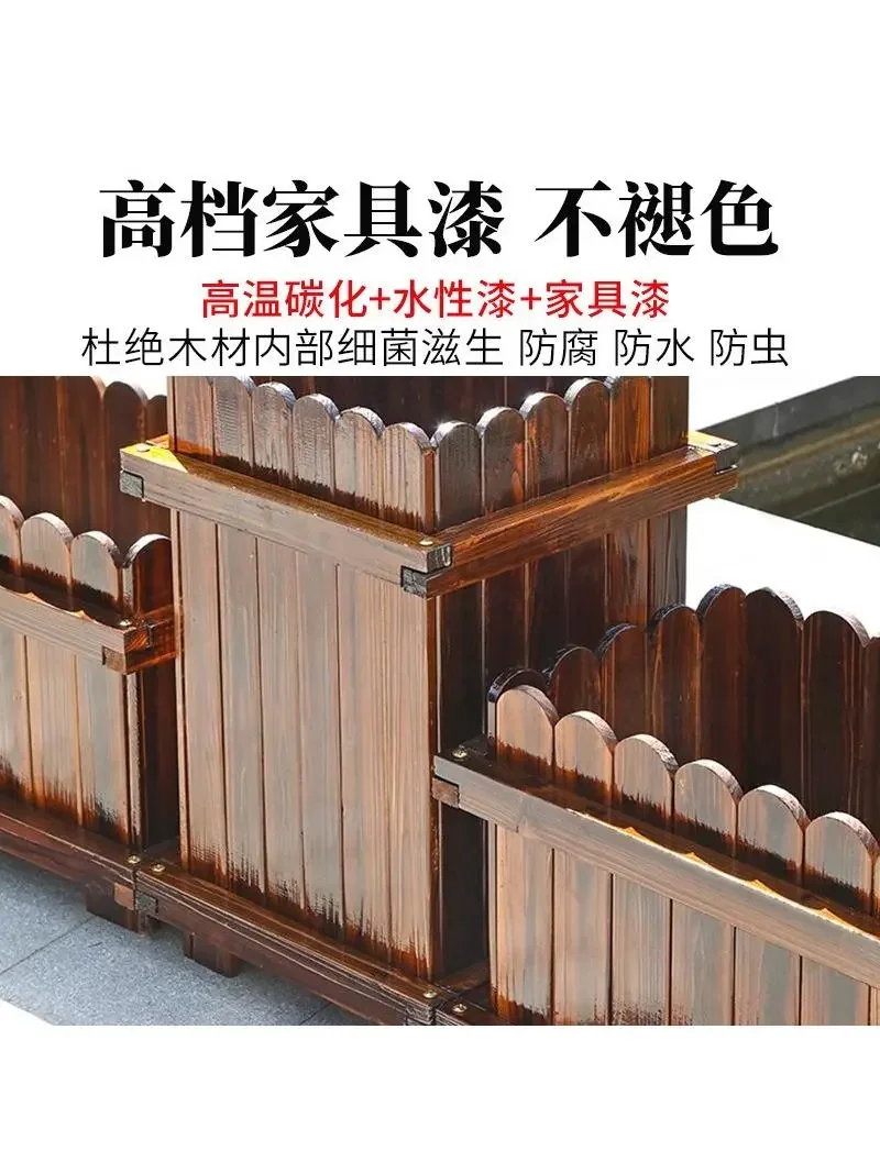 Wood Plant Box: Large Capacity Storage & Retro Garden Decorations