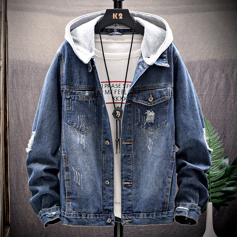 Retro Student Denim Jacket Men 