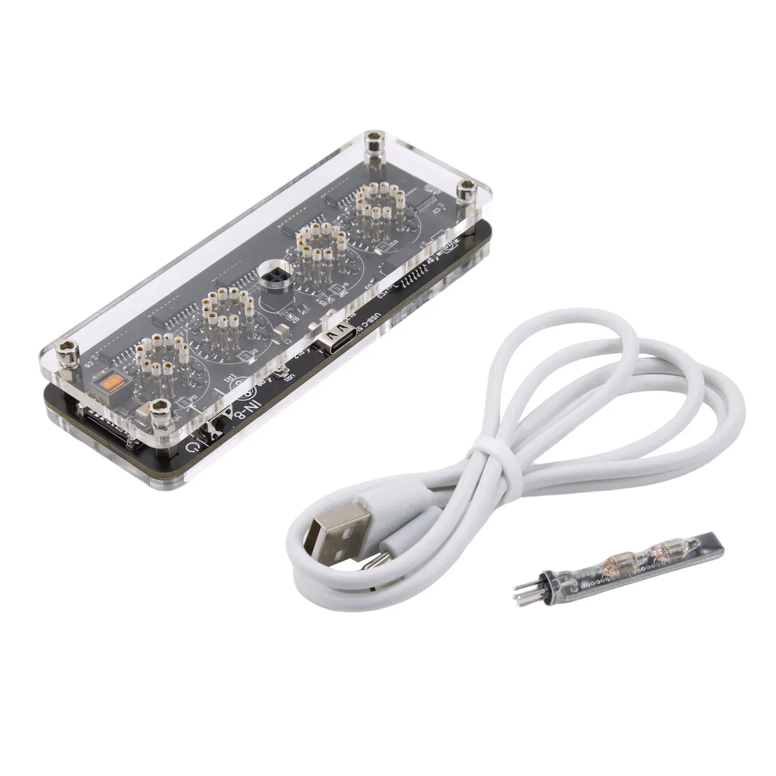 4 Digit IN-8 Nixie Glow Tube Clock IN8 with LED Backlight Alarm Clock Retro Clock