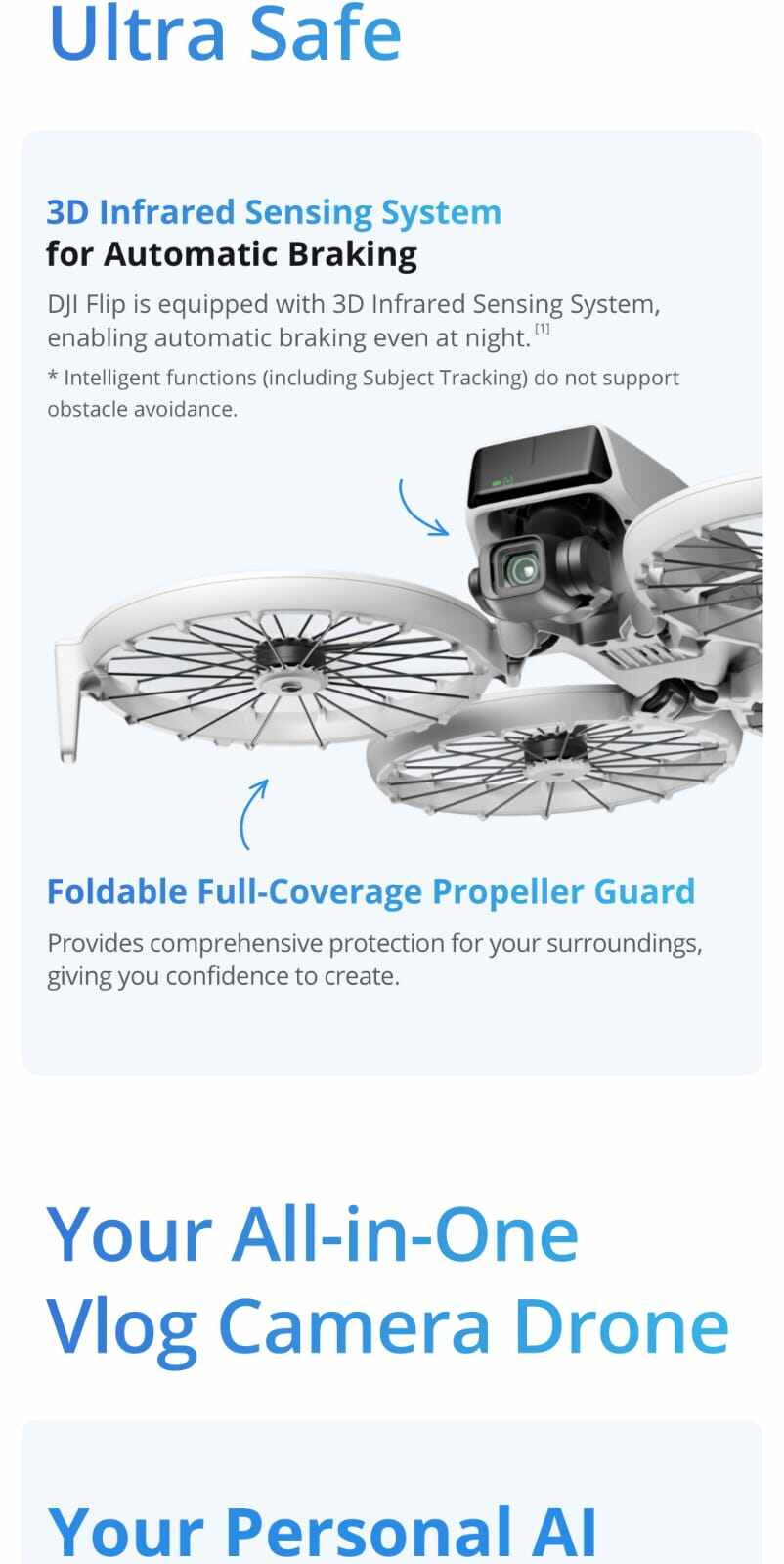 DJI Flip - طائرة بدون طيار مزودة بتحكم صوتي وتتبع الذكاء الاصطناعي مع واقي مروحة قابل للطي بتغطية كاملة / 4k60FPS / إرجاع ذكي / الوزن