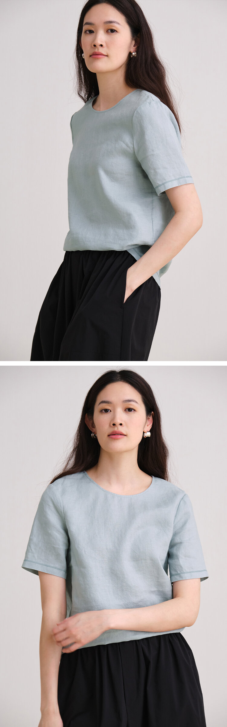100% Linen Short Sleeve T-Shirt Women's Casual Style Original Travel Wear Spring Season Versatile Comfortable Fit round Neck