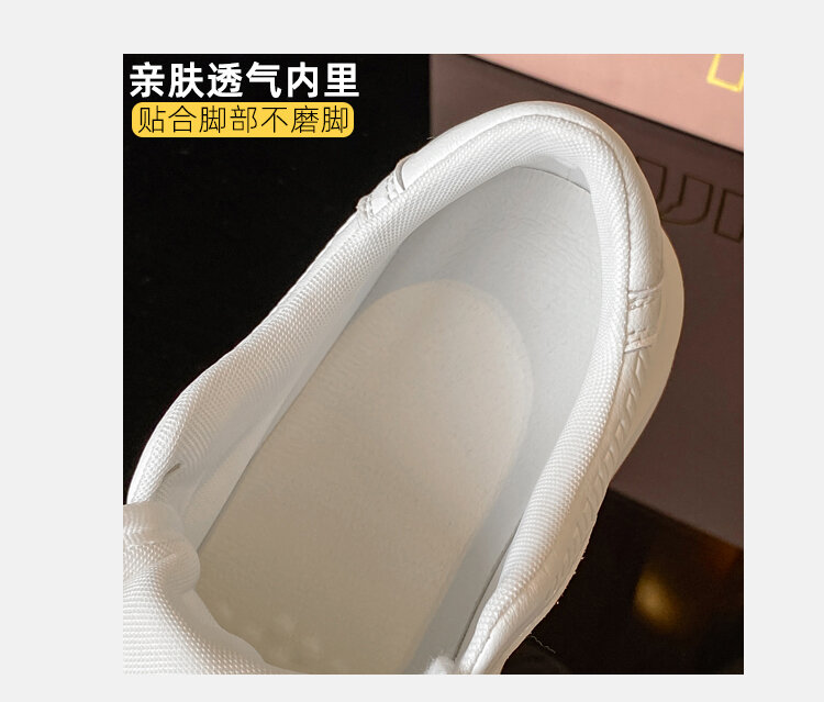 2025 New Thick Bottom round Toe Heightening Korean Style White Casual Board Shoes Women's Sneakers Lace-Up Sports Genuine Leather · v6