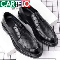 CARTELO | Breathable Business English Style Round Toe Wide Fit Mens Leather Shoes