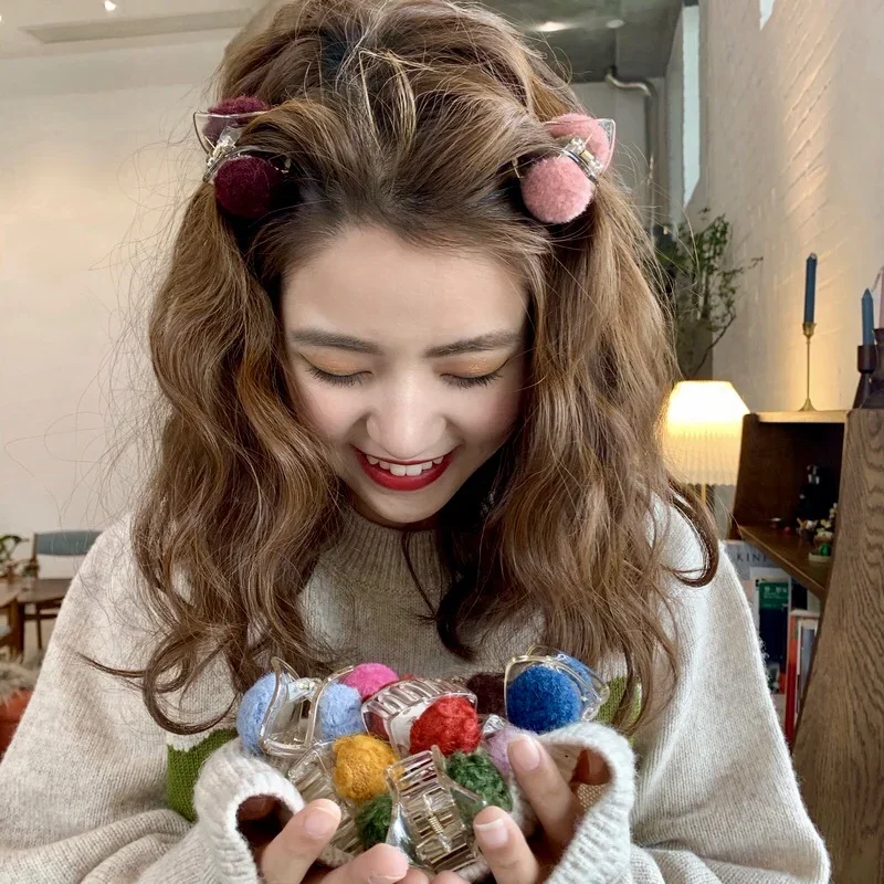 Cute Small Jaw Clip Korean Girl Bang Clip Hair Clip Plush Simple All-Match Headdress Top Clip Hair Accessories Hairpin