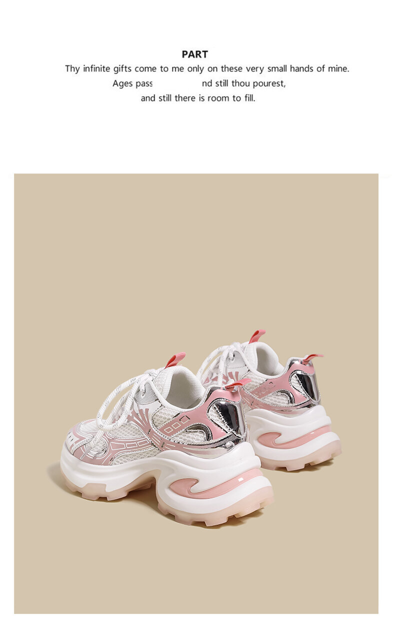 Pink Dad Shoes Women's Spring 2025 New Style Small Size Thick Bottom Versatile Mesh Breathable Casual Sports Shoes Trendy · v7