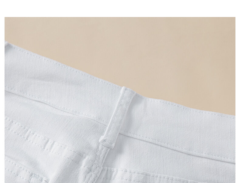 High Waist Slim Fit Women's Jeans White Small Foot Skinny Elastic Long Pants Cotton Polyester Blend Four Seasons Universal · v2