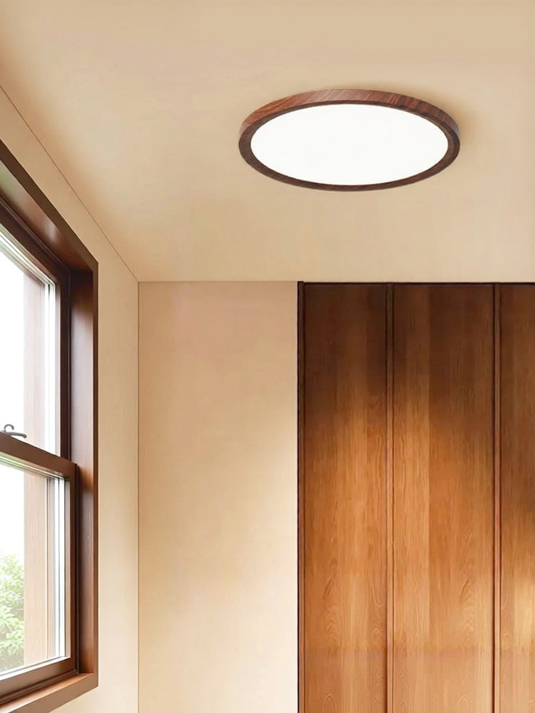 DGY | Ultra-thin Minimalist Retro Style Walnut-color Ceiling Light