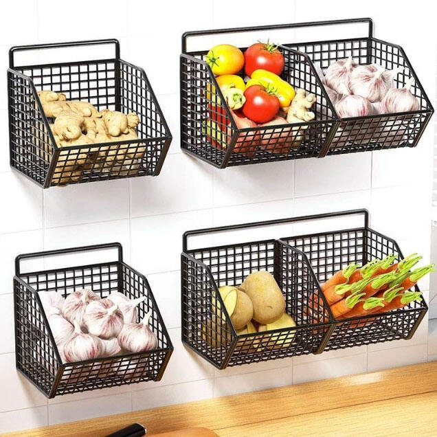 Kệ Ngiêng 1, 2 Ngăn Đựng Hành Tỏi Ớt, Gia Vị Dán Tường Kèm Miếng Dán