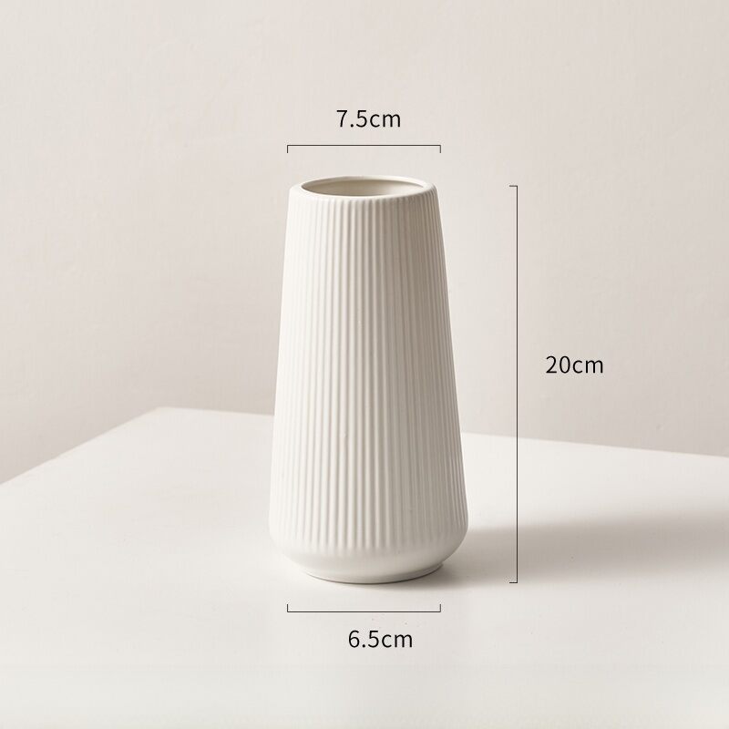 Modern Simplicity T-Shaped Ceramic Flower Vase White Dining Table Decoration Living Room Flower Hydrating High-End Feeling