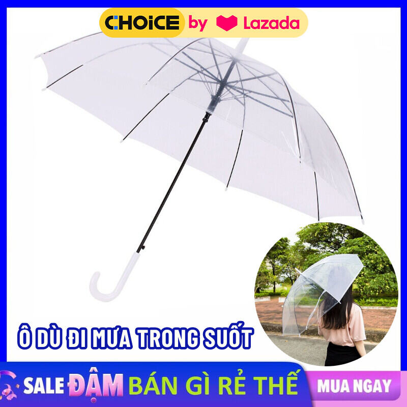 Ô Dù Gấp Gọn Che Mưa , Che Nắng Trong Suốt Chống Thấm Nước Loại Dày 8 Nan - Dù Trong Suốt Cầm Tay Cao Cấp