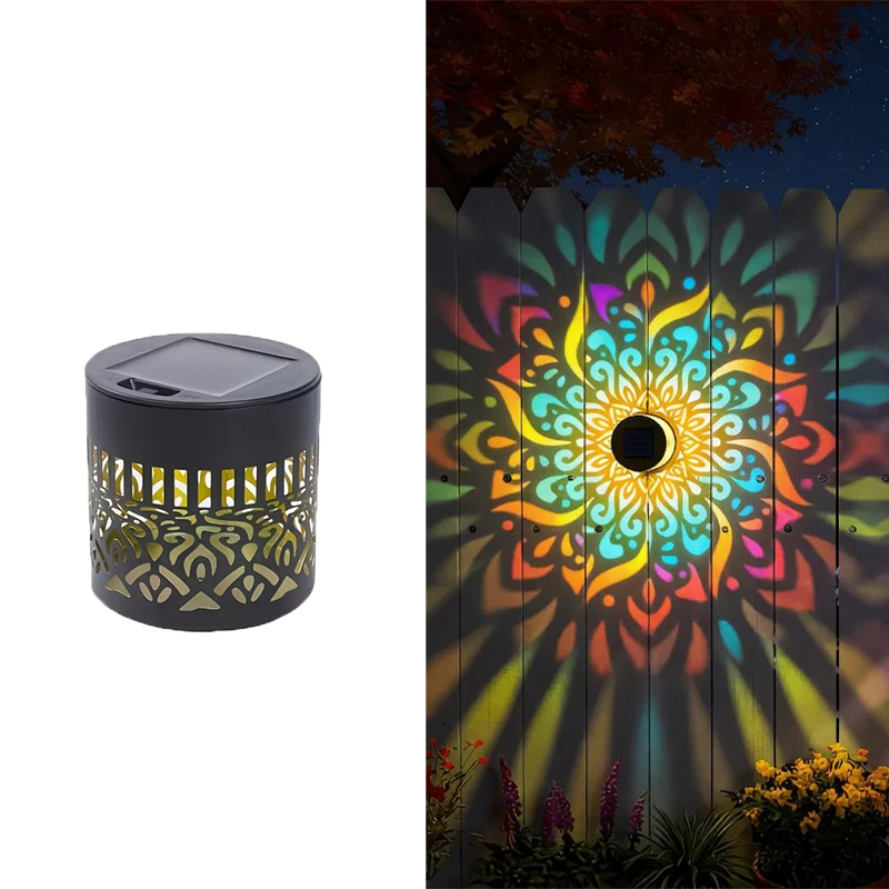Outdoor LED Solar Fence and Wall Light Metal Mandala Decorative Lamp for Garden Lawn Corridor Porch Waterproof Night Light