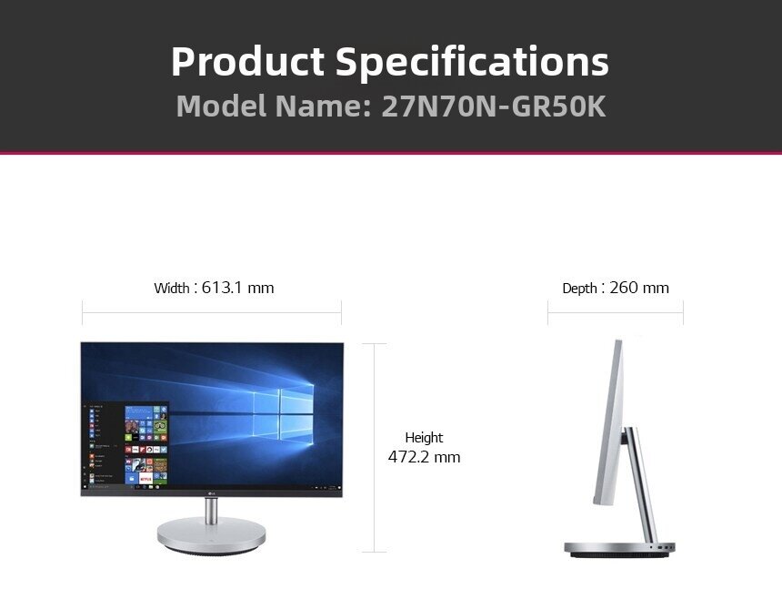 LG Electronics All-In-One PC 27V70N-GR50K Genuine Product · v21