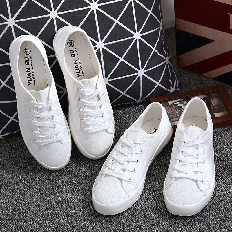 yuan bu White Shoes Couple Matching Breathable Wild Flat Lacing Hand-Painted Shoes Fan Art Students Korean Version of the Canvas Shoes