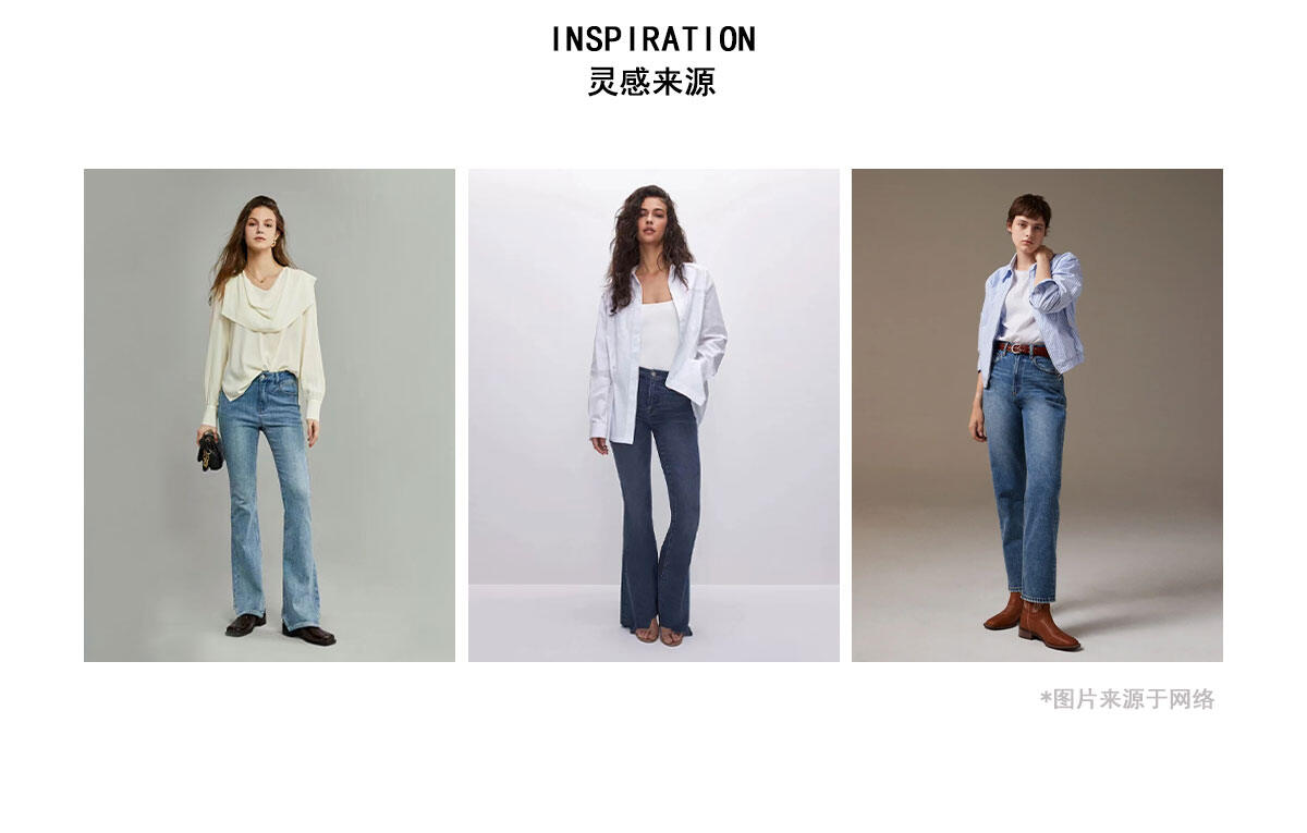 High Waist Flared Jeans Women's Spring Blue Cotton Stretch Denim Floral Print Supermodel Pants Straight Leg Trousers · v2