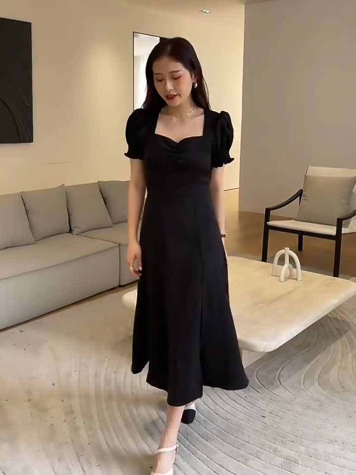 black dress korean style sexy with slit for women dress graduation casual formal elegant white summer dress for woman cocktail dress party girl beach dress plus size 4XL vintage puff sleeve long dress Short dress
