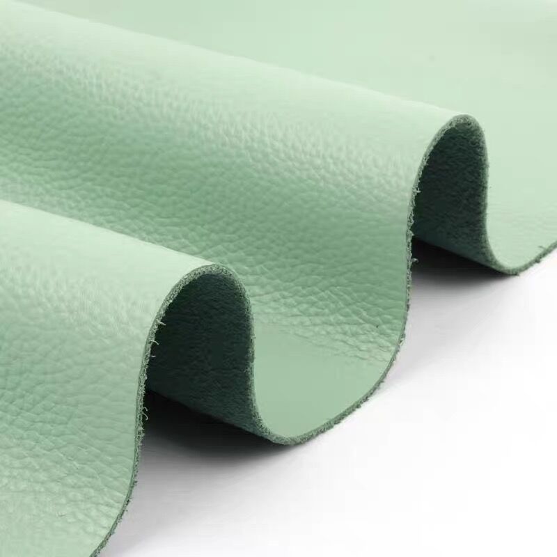 Cowhide leather genuine leather grass green top layer sofa leather fabric dark green whole piece cowhide cutting