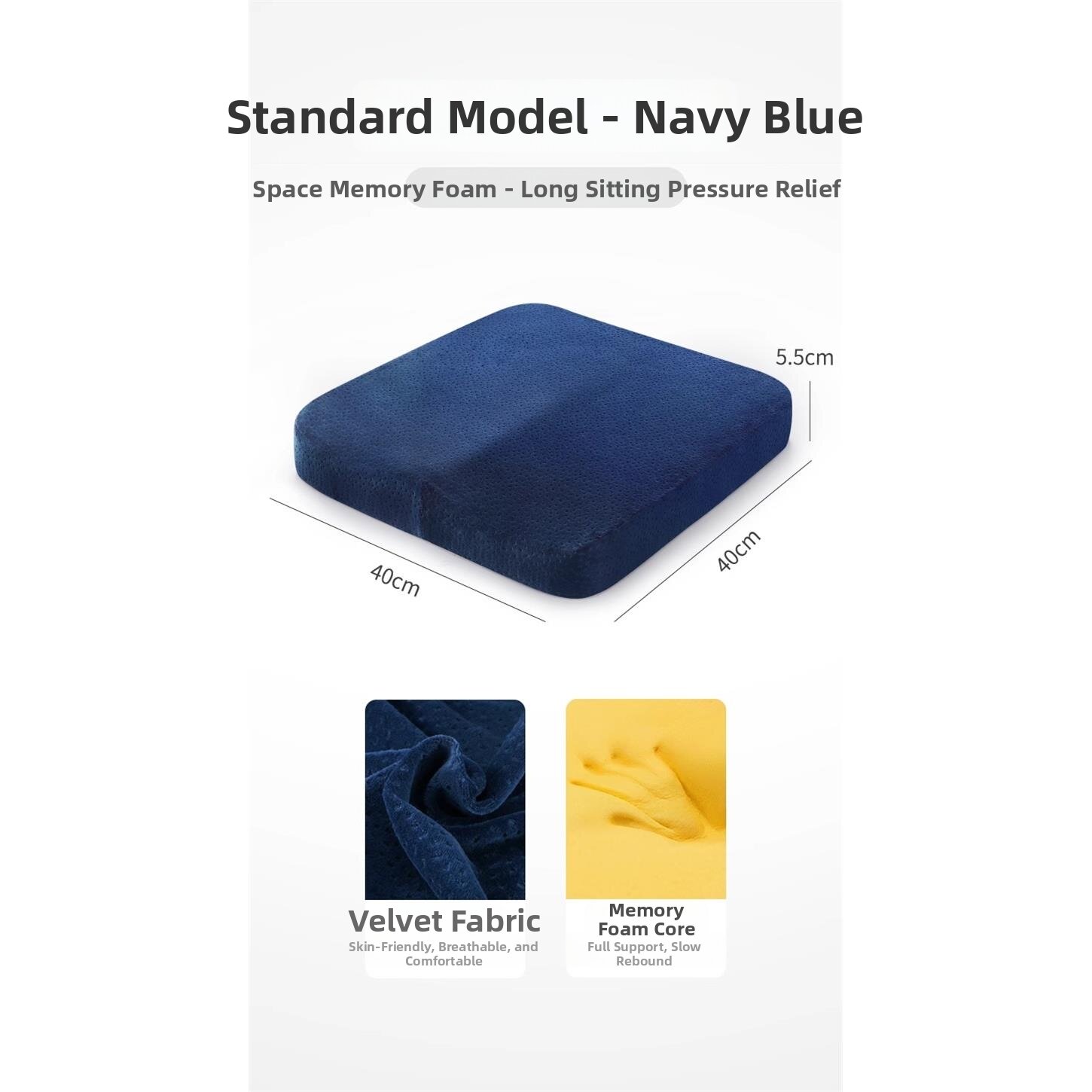 Memory Foam Thicken Seat Cushion for Prolonged Sitting in Office and Classroom