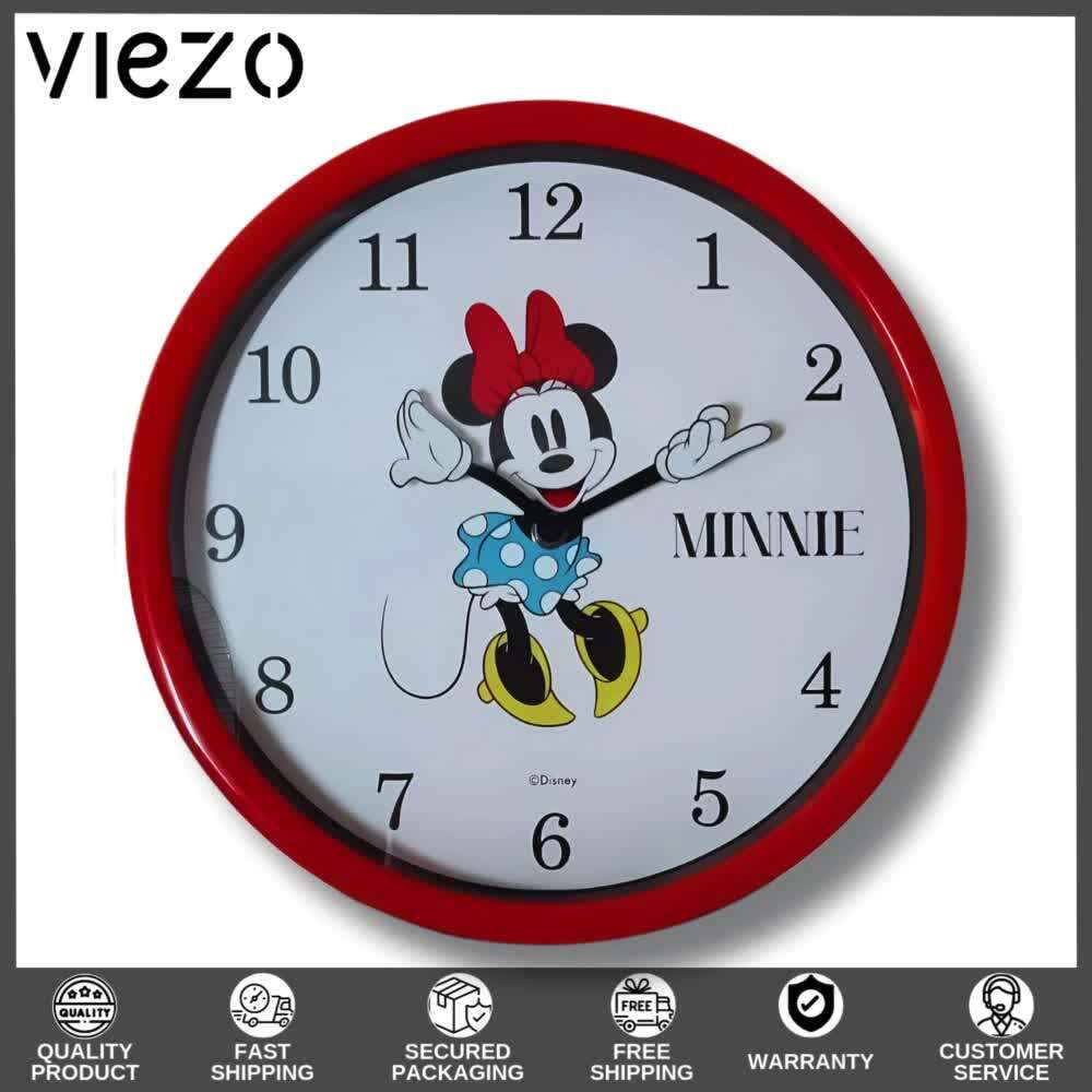 mm1111 ★希少　美品★ディズニー　ウォールクロック　ミニーマウス Mickey Minnie Mouse Wall Clock Frameless Silent Nice For Gifts or