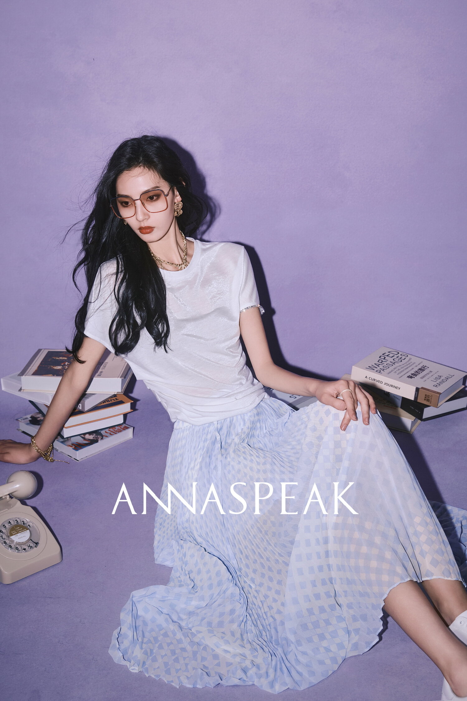 Annaspeak Galaxy 반팔 티셔츠 여성용 세련된 다이아몬드 장식 상의 캐주얼 루즈핏 퓨어 컬러 봄 여름 신상품