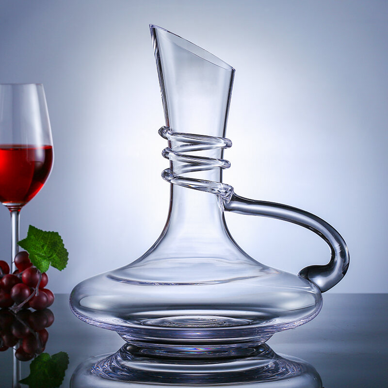 Home Crystal Glass Wine Decanter with Handle LeadFree Liquor Wine