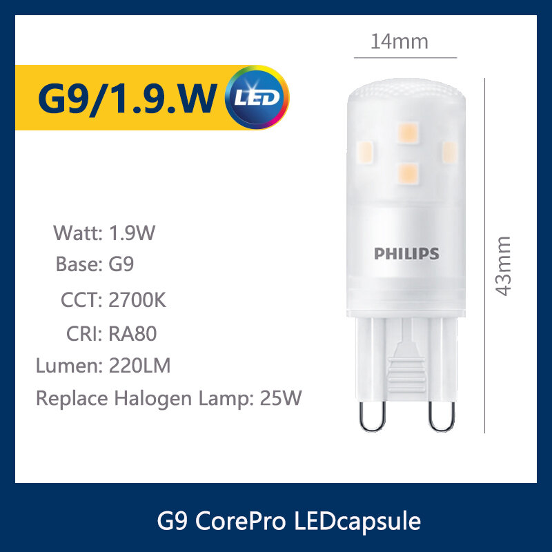 Philips | Philips 4pcs CorePro LED G9 Capsule 1.9W 2.7W 3.7W 4W LED Pin Lamp Replace Halogen G9 Light 2700K White 220V Decorative Lights
