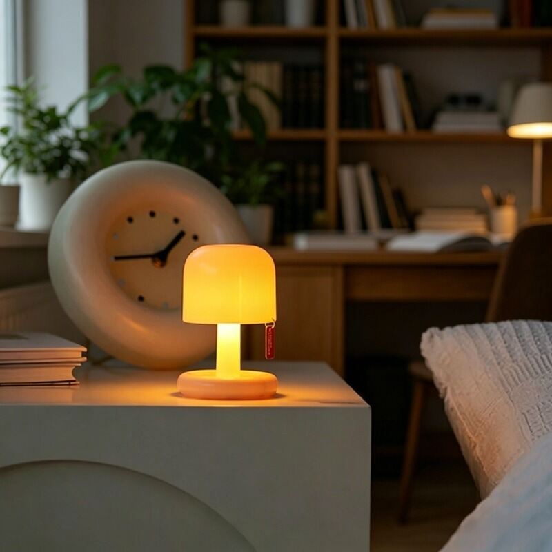 Led Table Lamp Mini Rechargeabl Sunset Decoration Night Lamps Usb Mushroom Style Bedroom Desktop Bedside Minimalist Night Lights
