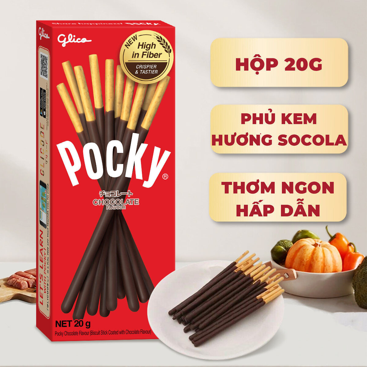 Bánh Que Glico Pocky - Phủ Kem Hương Socola - Hộp 20g