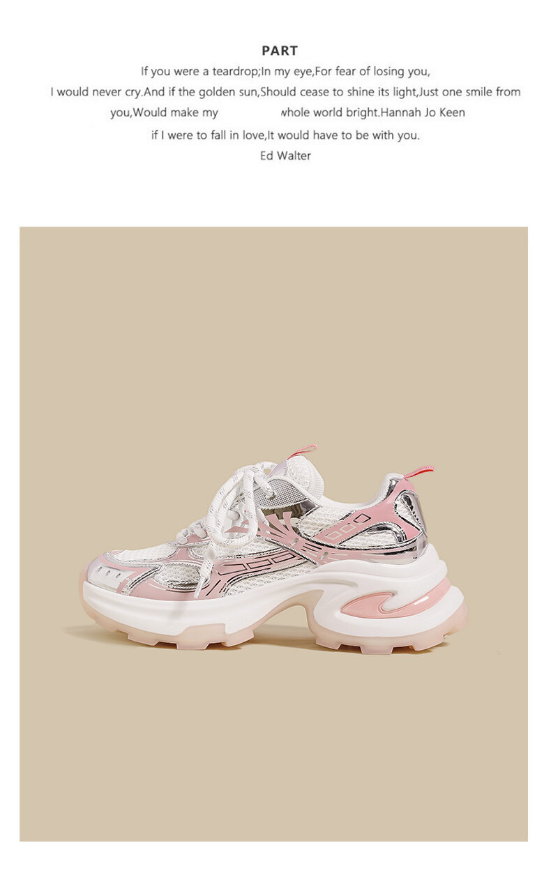 Pink Dad Shoes Women's Spring 2025 New Style Small Size Thick Bottom Versatile Mesh Breathable Casual Sports Shoes Trendy · v7