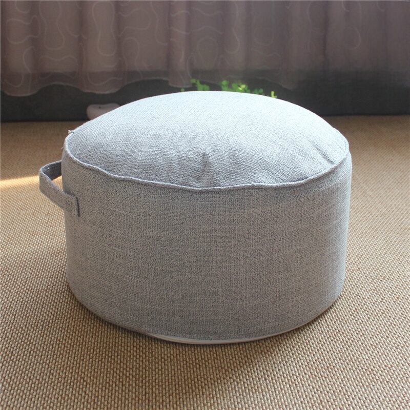 Thickened Height Increasing Futon Linen Cushion Floor Low Stool round European Fabric Tatami Stool Mat Removable and Washable