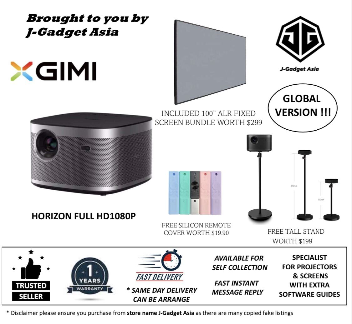 XGIMI Horizon FHD Smart Projector c/w Free Tall Stand & Silicone Remote