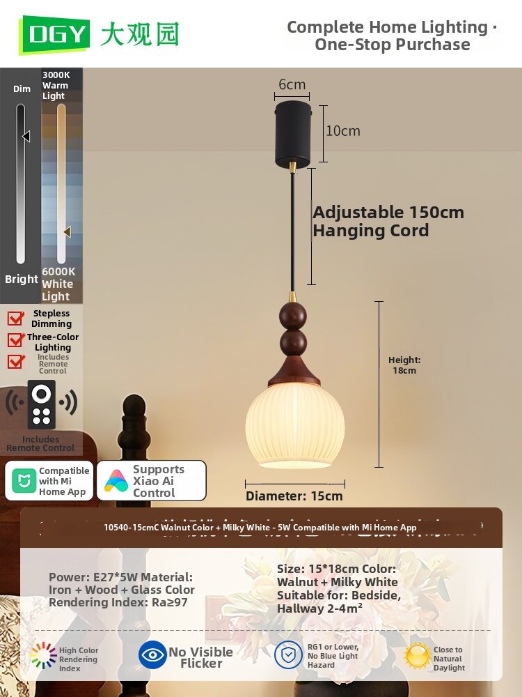 DGY | Vintage High-end Warm Ambiance French Style Antique Wooden Pendant Light