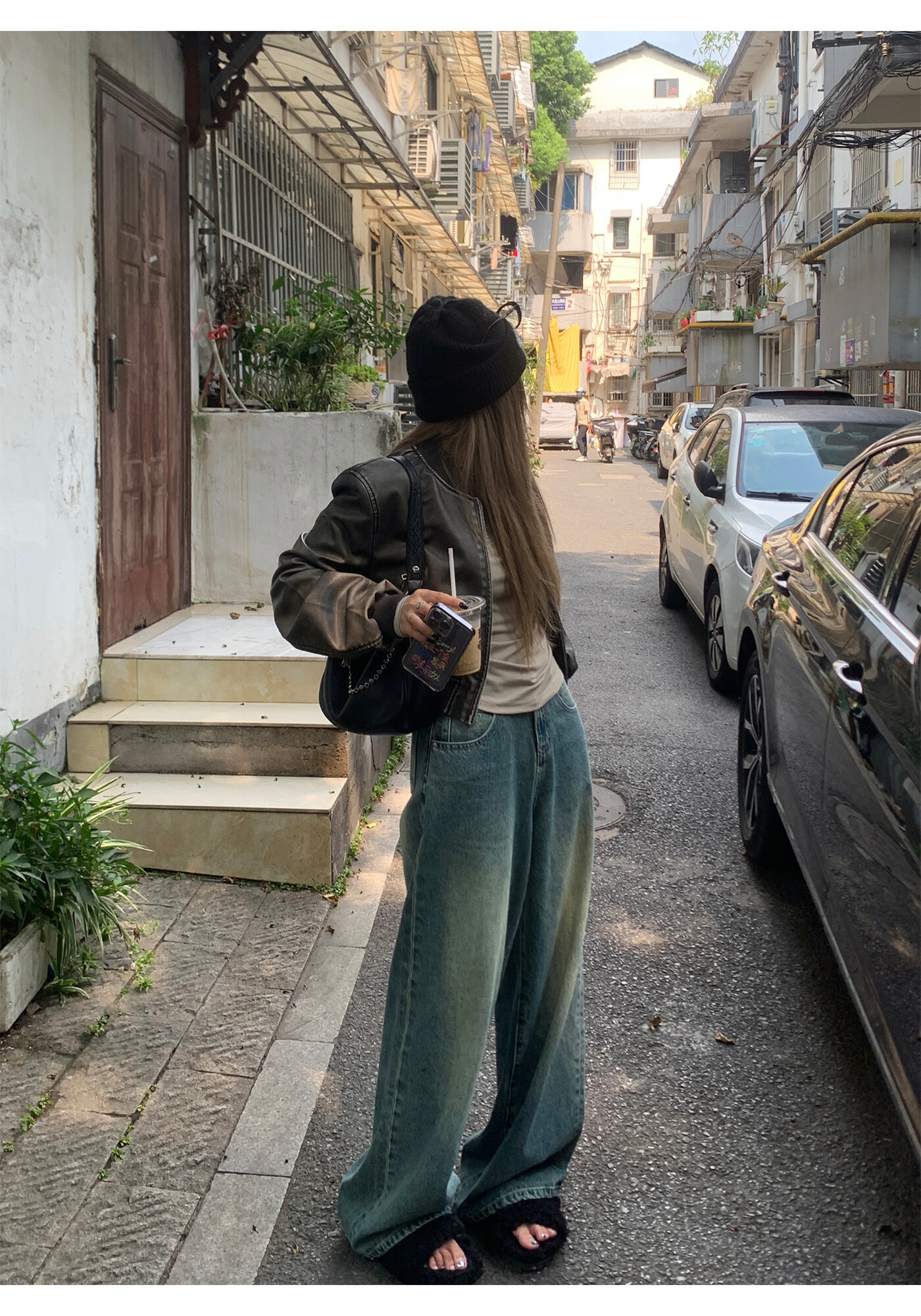 High Waist Wide Leg Jeans Women's Loose Fit Washed out Style Spring Autumn Denim Pants by LUU Peach Joy Slimming Effect · v2