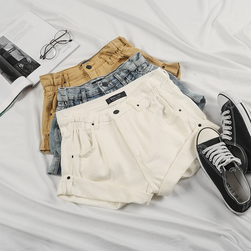 white denim shorts women