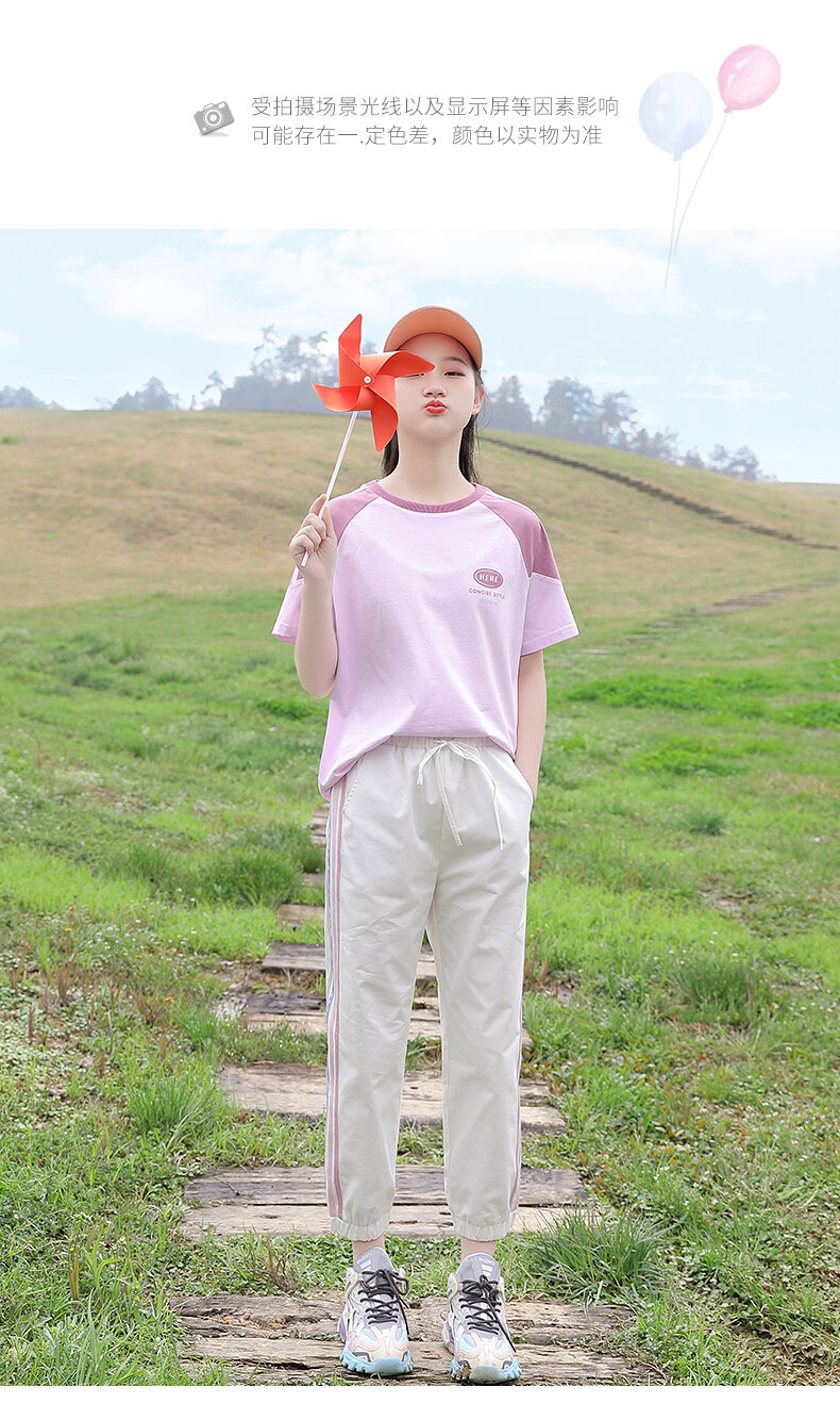 Junior High School Girls Short Sleeve T-shirt Loose Summer Wear 2024 New Arrival High School Student Youth Girlish 12 Half Sleeve 15 Years Old · v2