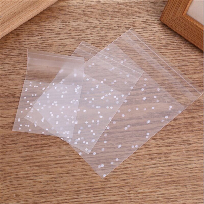 100Pcs Plastic Transparent Gift Bag Dot Candy Cookie Packaging With DIY Self Adhesive Wedding Decoration Party Bags