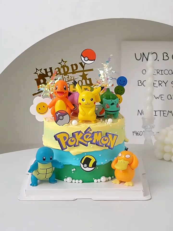 Cake Decoration, Pokemon Pikachu Toy Figurine Kids Birthday Cake Topper  可爱卡通宠物小精灵皮卡丘玩具儿童生日蛋糕装饰摆件